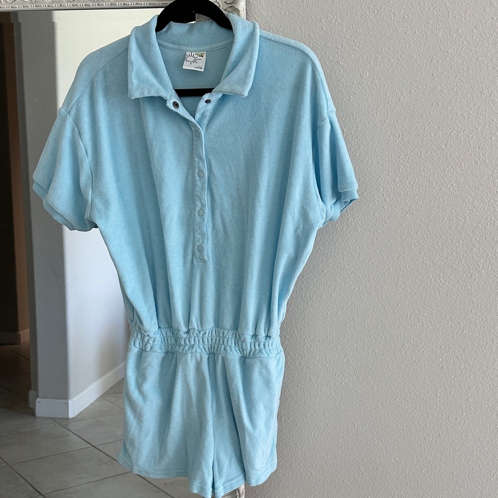 Aerie Aqua Blue Terry Romper